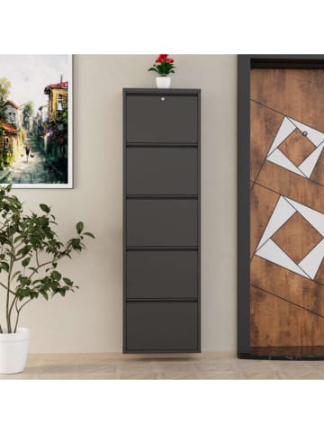 Evila Regał w kolorze antracytowym na buty - 50 x 169 x 15 cm