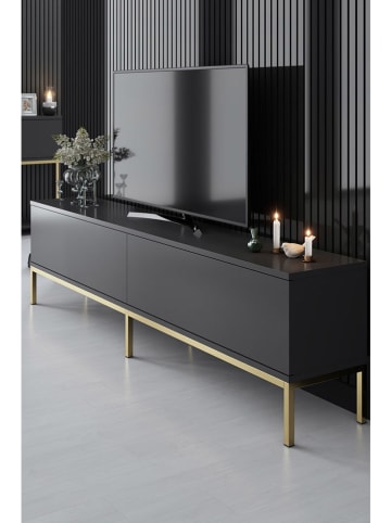 Evila TV-meubel "Lord" antraciet/goudkleurig - (B)180 x (H)47 x (D)30 cm