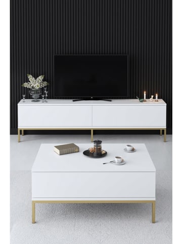 Evila Couchtisch "Lord" in Weiß/ Gold - (B)90 x (H)40 x (T)60 cm