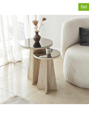 Evila 2-delige set: bijzettafels "Luna" beige