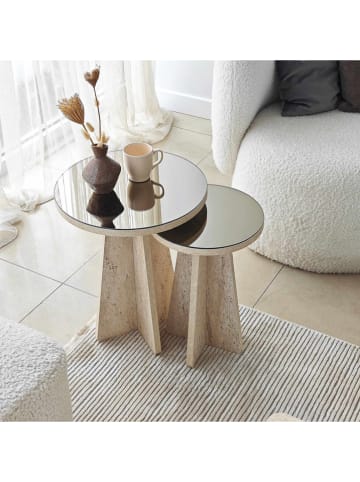 Evila 2-delige set: bijzettafels "Luna" beige