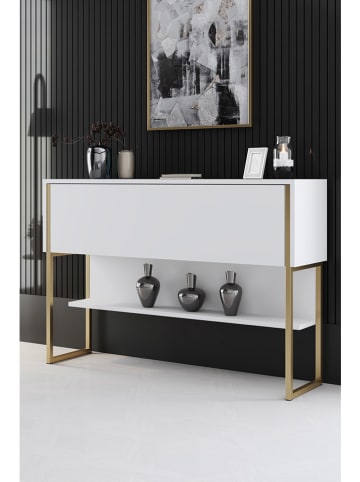 Evila Kredens "Luxe" w kolorze złoto-białym - 120 x 80 x 30 cm