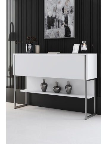 Evila Kredens "Luxe" w kolorze srebrno-białym - 120 x 80 x 30 cm