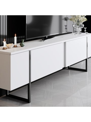 Evila TV-meubel wit/zwart - (B)180 x (H)50 x (D)30 cm