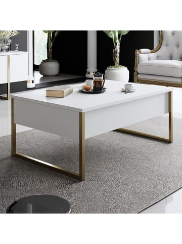 Evila Salontafel "Luxe" wit/goudkleurig - (B)90 x (H)40 x (D)60 cm