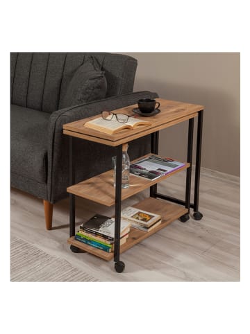Evila Beistelltisch in Hellbraun/ Schwarz - (B)76 x (H)70 x (T)66 cm