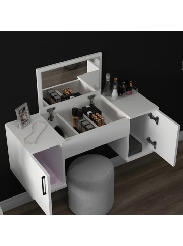 Evila Make-Up-Tisch "Mercan" in Weiß - (B)100 x (H)38,6 x (T)35 cm