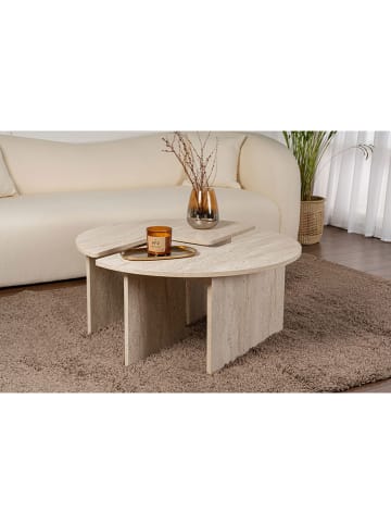 Evila Salontafel "Moira" beige - (H)41 x Ø 90 cm