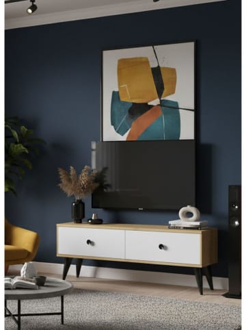 Evila TV-Regal "Mona" in Weiß/ Hellbraun - (B)120 cm x (H)40,5 x (T)32 cm