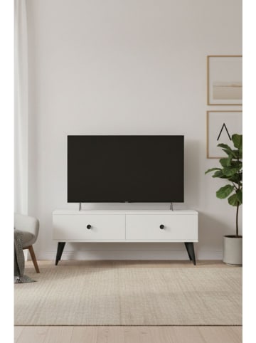 Evila TV-meubel "Mona" wit/zwart - (B)120 cm x (H)40,5 x (D)32 cm