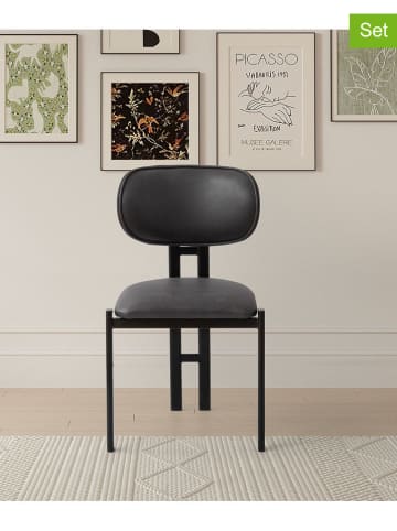 Evila 2-delige set: eetkamerstoelen "Muriz" antraciet - (B)43 x (H)83 x (D)47,5 cm