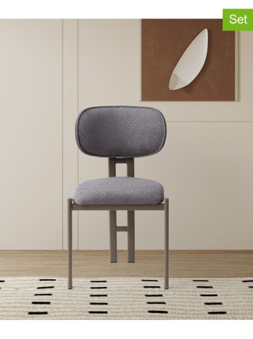 Evila 2-delige set: eetkamerstoelen "Muriz" donkergrijs - (B)43 x (H)83 x (D)47,5 cm