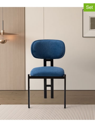 Evila 2-delige set: eetkamerstoelen "Muriz" donkerblauw - (B)43 x (H)83 x (D)47,5 cm