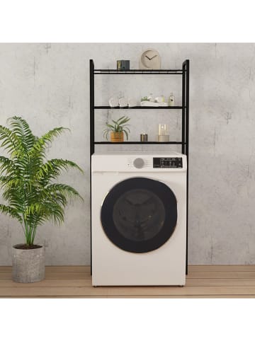 Evila Wasmachinekast "Nigel" zwart - (B)68 x (H)150 x (D)24 cm