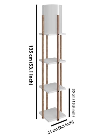 Opviq Standleuchte "Nora" in Hellbraun/ Weiß - (H)135 x Ø 21 cm