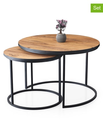 Evila 2er-Set: Couchtische "Oden" in Hellbraun/ Schwarz