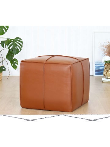 Evila Pouf in Hellbraun - (B)52 cm - (H)44 cm - (T)52 cm