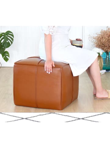 Evila Pouf in Hellbraun - (B)52 cm - (H)44 cm - (T)52 cm