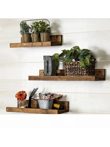 Evila 3er-Set: Wandregale in Braun