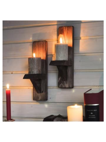 Evila 2er-Set: Wandregale "Raf248" in Braun - (B)10 x (H)33 x (T)9 cm