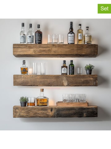 Evila 3-delige set: wandmeubels bruin - (B)13 x (H)60 x (D)11 cm