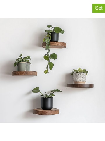 Evila 4er-Set: Wandregale in Braun - Ø 12 cm