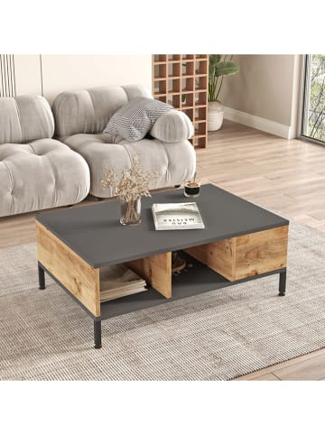 Evila Salontafel grijs/lichtbruin - (B)90 x (H)33 x (D)60 cm