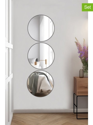 Evila 3-delige set: spiegels zilverkleurig - Ø 30 cm