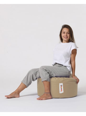 Evila Pouf in Beige - (H)45 x Ø 45 cm