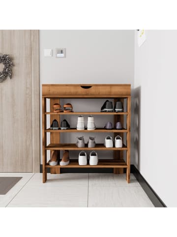 Evila Schuhregal "Royal" in Hellbraun - (B)80 x (H)90 x (T)30 cm