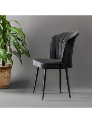 Evila 2-delige set: eetkamerstoelen "Rubi" zwart - (B)52 x (H)85 x (D)42 cm