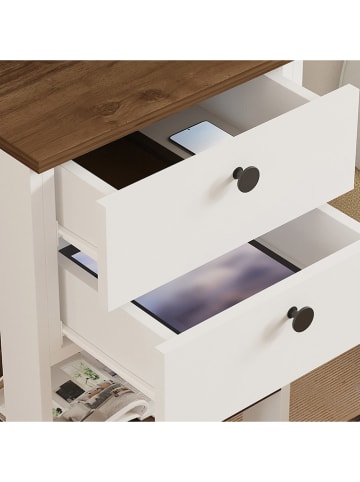 Evila Nachtkastje "Ruzisa" wit/bruin - (B)44 x (H)75 x (D)44 cm