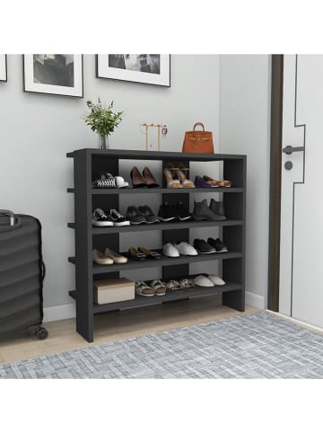 Evila Schuhregal "Sargel" in Anthrazit - (B)75,6 x (H)72 x (T)31,4 cm