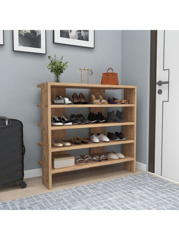 Evila Schuhregal "Sargel" in Braun - (B)60 x (H)42 x (T)30 cm