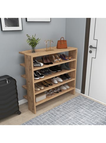 Evila Schuhregal "Sargel" in Braun - (B)60 x (H)42 x (T)30 cm