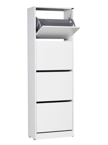 Evila Schuhregal in Weiß - (B)51 x (H)157 x (T)26 cm