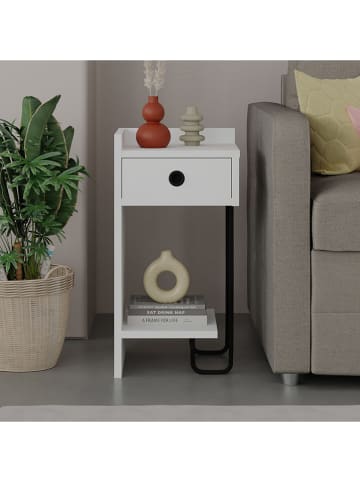 Evila Stolik nocny w kolorze białym - 32 x 61 x 30 cm