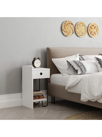 Evila Stolik nocny w kolorze białym - 32 x 61 x 30 cm