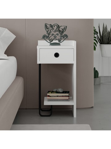 Evila Nachttisch in Weiß - (B)32 x (H)61 x (T)30 cm