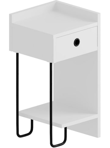 Evila Stolik nocny w kolorze białym - 32 x 61 x 30 cm