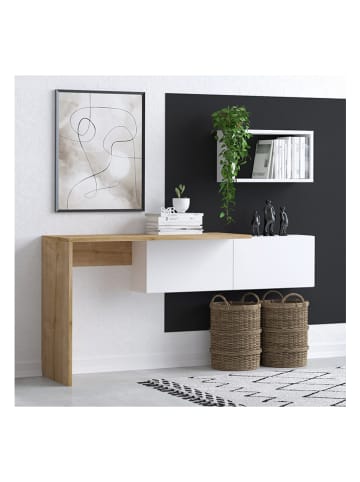 Evila 2-delige set: bureau met wandmeubel wit/naturel