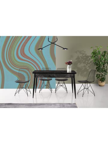 Evila Krzesła (2 szt.) w kolorze czarnym do jadalni - 46 x 81 x 42,5 cm