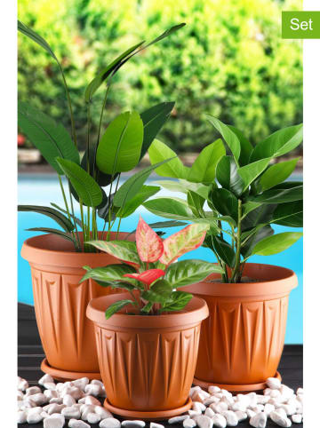 Evila 3-delige set: bloempotten lichtbruin