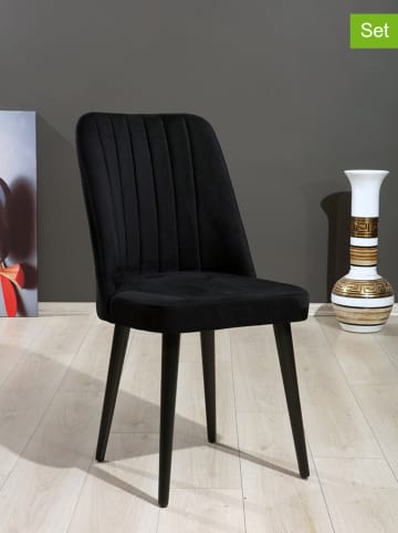 Evila 2-delige set: eetkamerstoelen "Vega" zwart - (B)46 x (H)92 x (D)45 cm