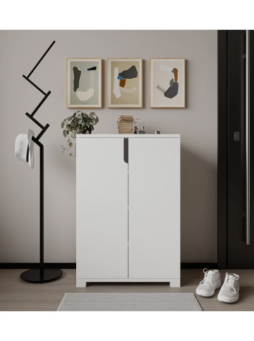 Evila Schuhschrank in Weiß - (B)60 cm - (H)97 cm - (T)34 cm
