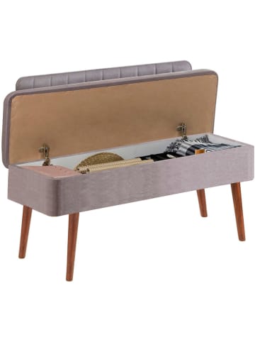 Evila Bank met opbergruimte "Vina" grijs/bruin - (B)110 x (H)82,5 x (D)40 cm