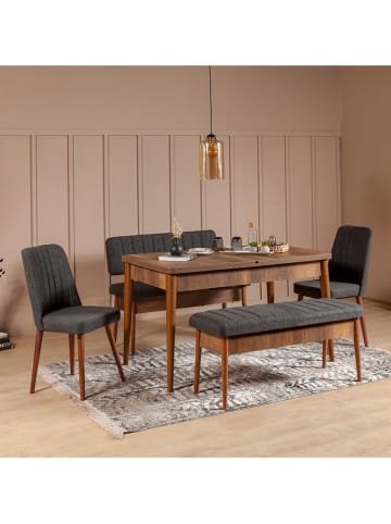 Evila Bank met opbergruimte "Vina" antraciet/bruin - (B)110 x (H)48 x (D)40 cm