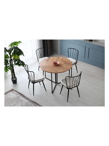 HanahHome Esstisch "Yaprak" in Hellbraun - (H)72 x Ø 100 cm