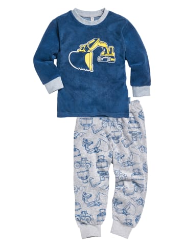 Playshoes Pyjama in Dunkelblau/ Grau