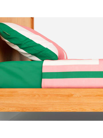Benetton 4-delige beddengoedset lichtroze/groen